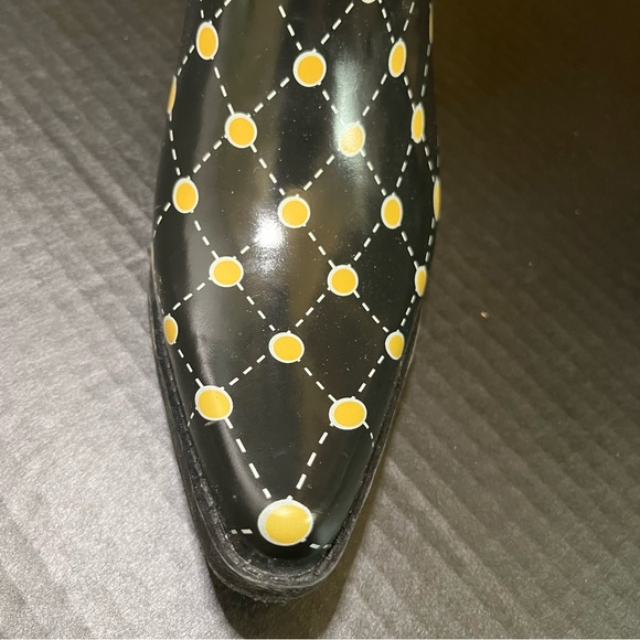 STADIUM STOMPERS Women’s Rubber Rain Boots Black and Yellow Size 7 - Picture 6 of 12